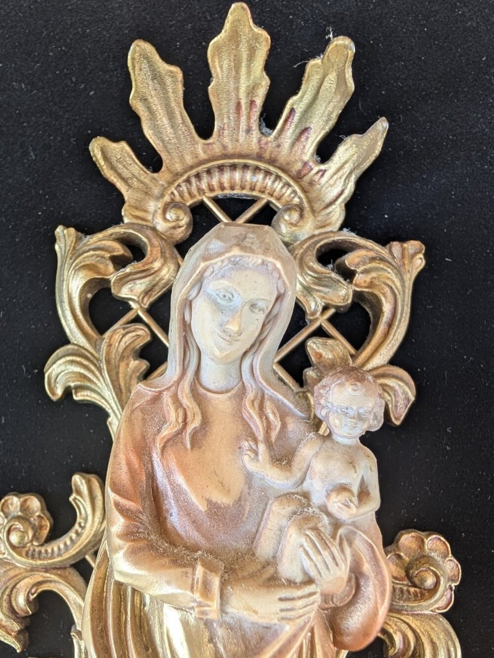 Vintage W.G. Kauders Virgin Mary and Jesus Wall Sconce